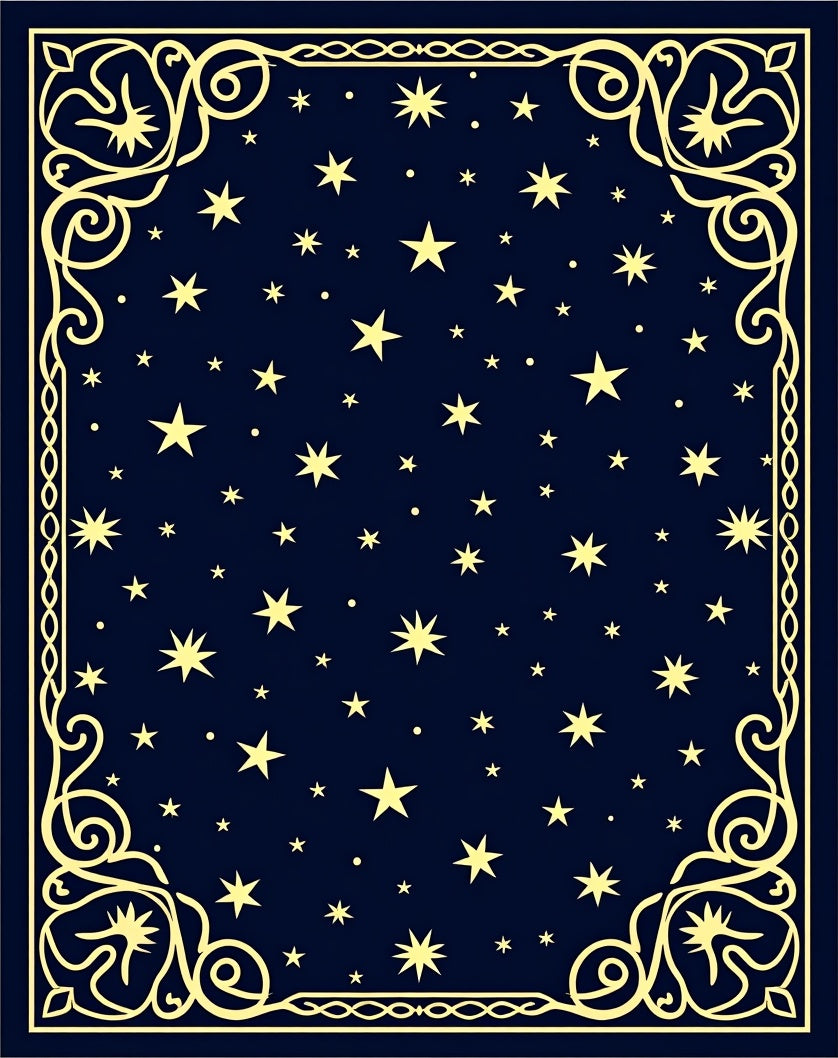 Cosmic Starry Night Celestial Border Rug