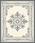 Antique Cream Floral Medallion Border Rug