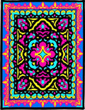 Vivid Azure Pink Yellow Interlocking Medallion Rug