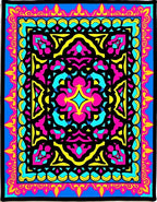 Vivid Azure Pink Yellow Interlocking Medallion Rug