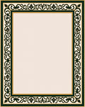 Elegant Ivory Scrollwork Vine Border Rug