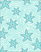 Aqua Seashell Swirl Starfish Rug