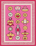 Pink Kawaii Character Collage Rug