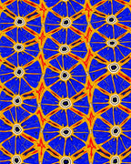 Vibrant Blue Yellow Starburst Medallion Rug