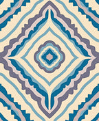 Vibrant Blue Diamond Layered Rug