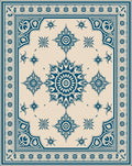 Navy Starburst Floral Medallion Rug