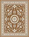 Ornate Brown Floral Medallion Rug