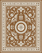 Ornate Brown Floral Medallion Rug