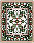 Emerald Green Red Berry Floral Medallion Rug