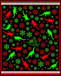 Christmas Dinosaurs Snowflakes Red Green Rug