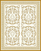 Antique Gold Floral Oval Medallion Rug