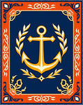 Navy Blue Anchor Laurel Wreath Rug