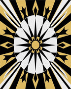 Golden Black White Sunburst Medallion Rug