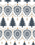 Deep Blue Christmas Tree Medallion Rug