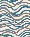 Blue Gray Wavy Striped Organic Rug