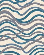 Blue Gray Wavy Striped Organic Rug