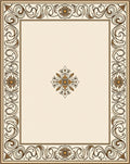 Elegant Gold Cream Floral Border Rug