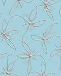 Serene Sky Blue Outline Floral Rug