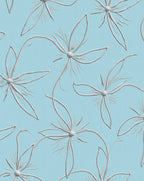 Serene Sky Blue Outline Floral Rug