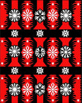 Bold Red Black Snowflake Symmetry Rug