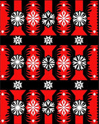 Bold Red Black Snowflake Symmetry Rug