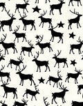 Black Reindeer Star Silhouette Rug