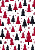 Crimson Black Evergreen Snowflakes Rug