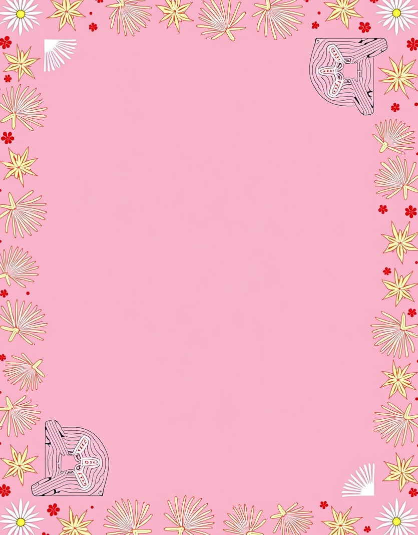 Pink Floral Sunburst Aborigine Art Rug