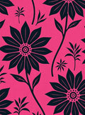 Bold Pink Floral Botanical Artwork Rug