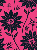 Bold Pink Floral Botanical Artwork Rug