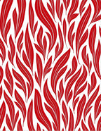 Red Abstract Leafy Swirl Rug
