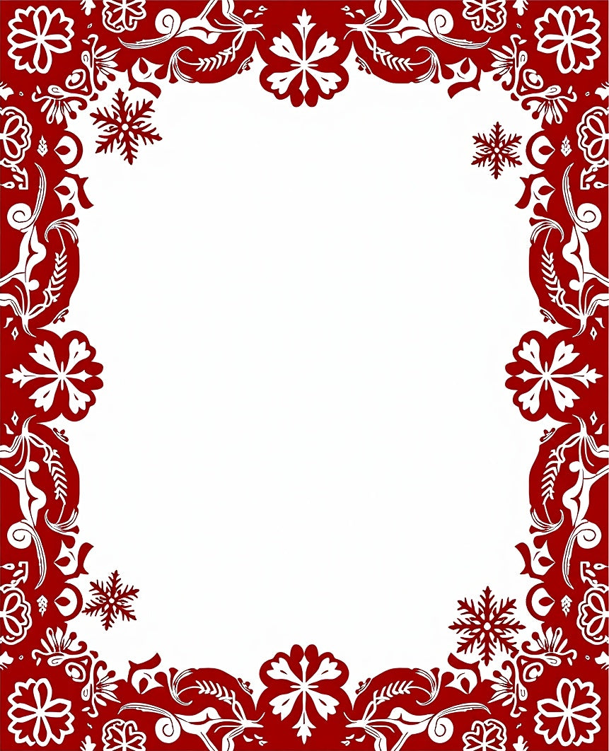 Crimson Snowflake Festive Border Rug