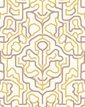 Modern Gold and Taupe Maze Graphic Rug