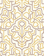 Modern Gold and Taupe Maze Graphic Rug