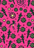 Hot Pink Folk Inspired Starburst Floral Rug