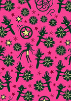 Hot Pink Folk Inspired Starburst Floral Rug
