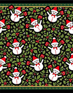 Charming Snowman Holly Berry Holiday Rug