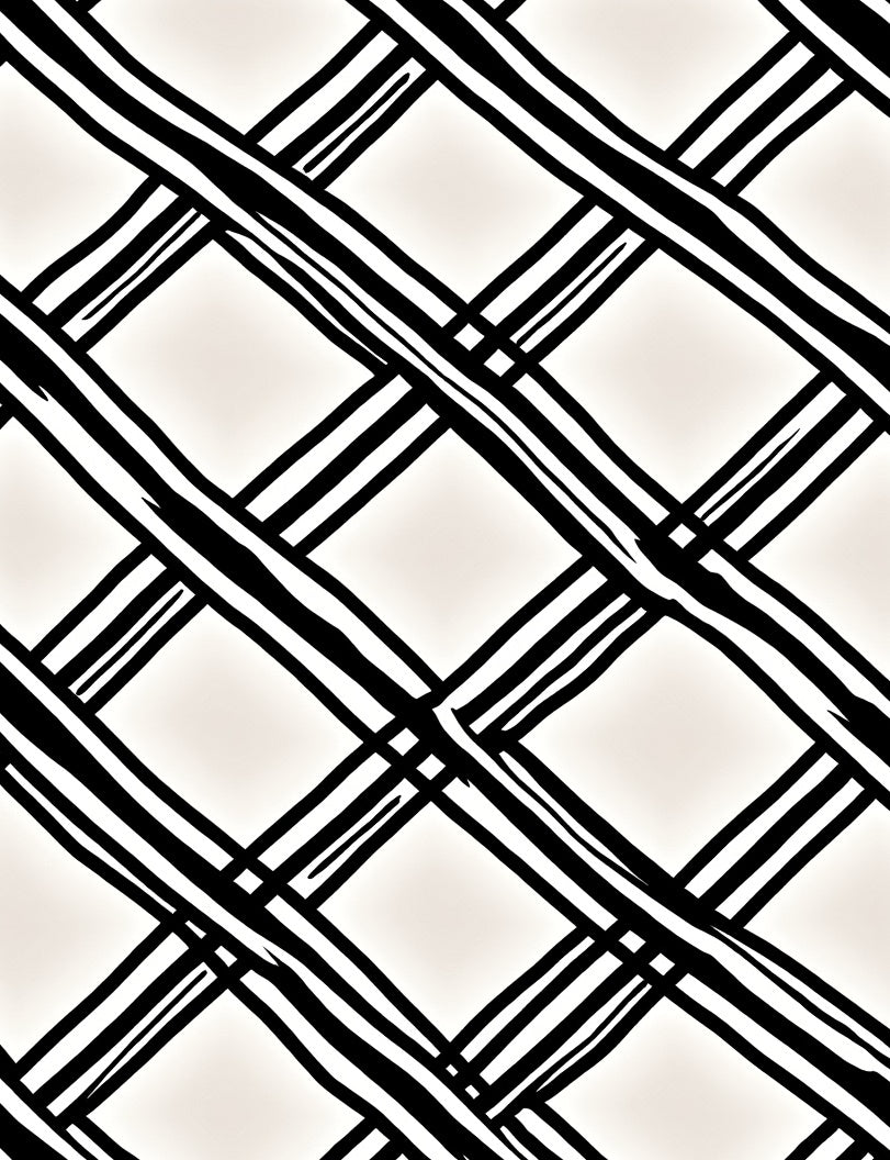 Bold Black Lattice Cream Rug