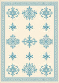 Classic Teal Medallion Cream Border Rug