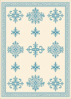 Classic Teal Medallion Cream Border Rug