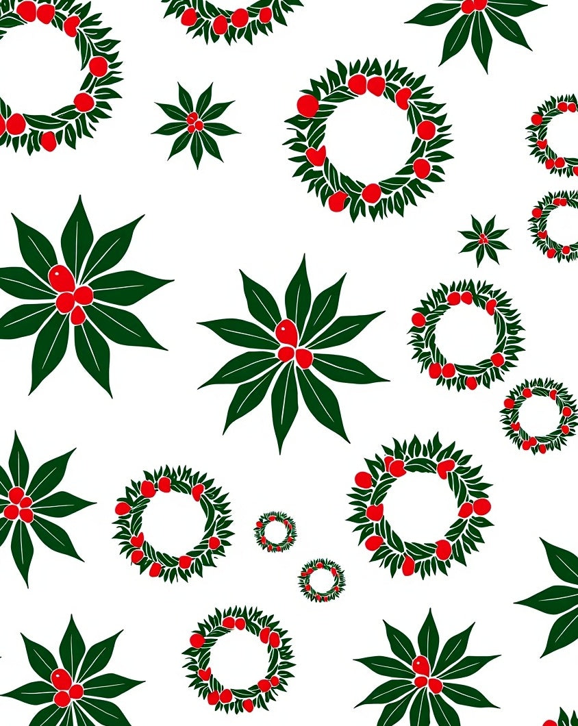 Festive Green Berry Wreath Arrangement Rug