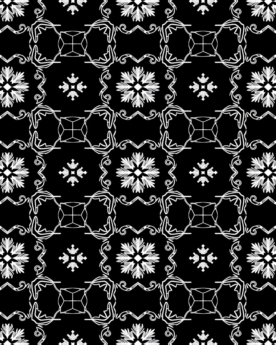 Black White Geometric Floral Medallion Rug