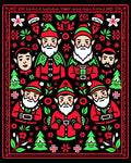 Festive Red Green Elves Christmas Border Rug