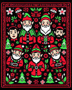 Festive Red Green Elves Christmas Border Rug