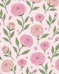 Pink Rose Garden Botanical Motif Rug