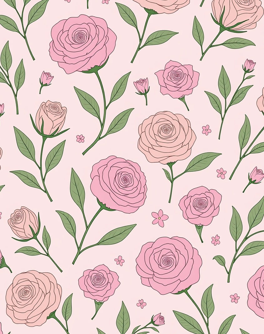 Pink Rose Garden Botanical Motif Rug