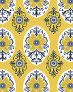 Golden Yellow Floral Medallion Rug
