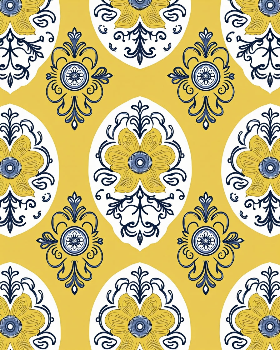 Golden Yellow Floral Medallion Rug