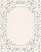 Elegant Gray Scrollwork Frame Rug