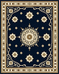 Ornate Royal Blue Golden Medallion Rug